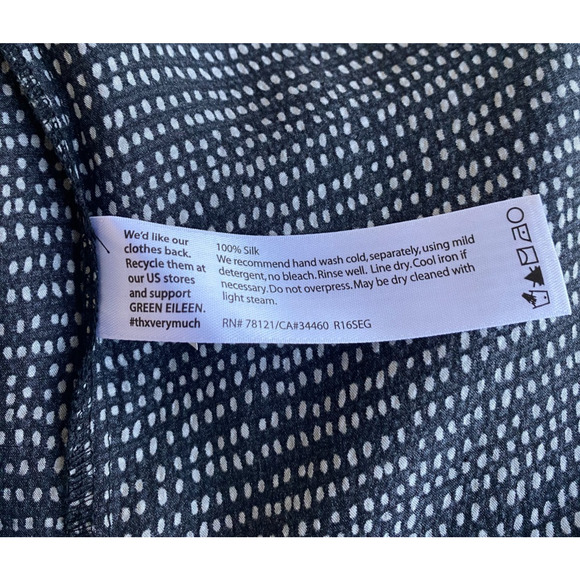 EILEEN FISHER Dress Silk Polka Dot Shift Tank Sleeveless Black sz M - Picture 8 of 8